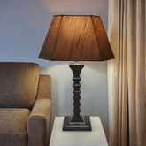 Cerise Table Lamp - Pink Textured Fabric Table Lamp with Wooden Base - Rhaa -