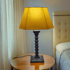 Melon Table Lamp - Handcrafted Wooden Table Lamp with Warm Cotton Linen Lampshade - Rhaa -