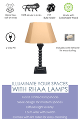 Melon Table Lamp - Handcrafted Wooden Table Lamp with Warm Cotton Linen Lampshade - Rhaa -