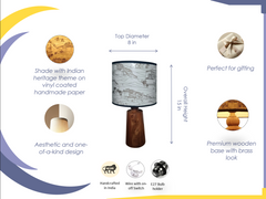 Heritage Wooden Table Lamp – Handcrafted Acacia Wood Base with Artistic Paper Shade
