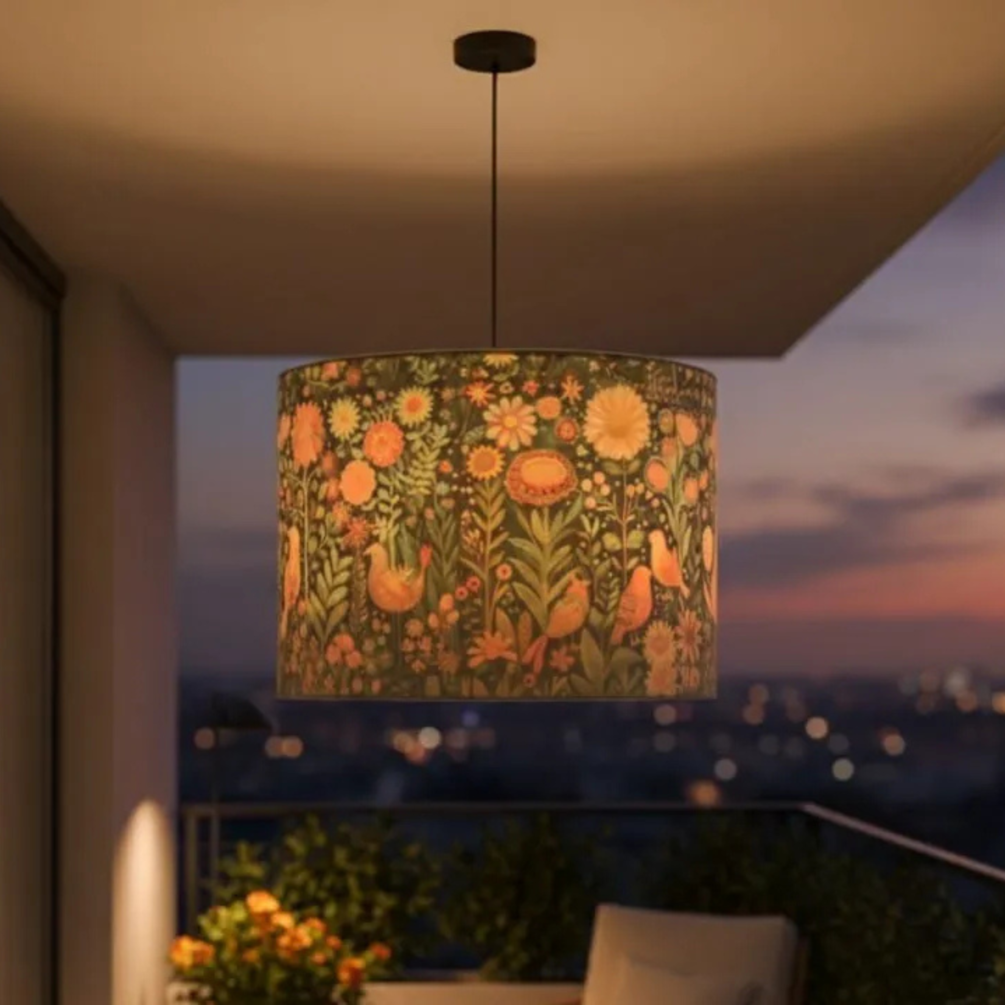 White Forest Pendant Lamp - Dual Mood Pendant Lamp, Enchanted White Forest, Designer Handcrafted Lampshade - Rhaa