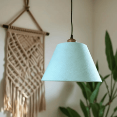 Aqua Pendant Lamp - Handcrafted Conical Hanging Lamp with Floral Interior Design - Rhaa -