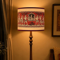Exclusive Pattachitra Art Drum Lampshade for Floor Lamp - Unique Commissioned Royal Palanquin Design - Rhaa - Lampshade