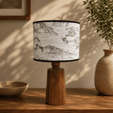 Heritage Wooden Table Lamp – Handcrafted Acacia Wood Base with Artistic Paper Shade - Rhaa -