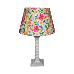 Bloom Table Lamp - Handcrafted Wooden Lamp with Vibrant Cotton Linen Floral Lampshade - Rhaa