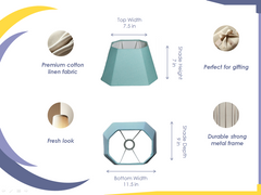 Rectangular Cut Turq Lampshade - Turquoise Cotton Linen Lampshade for Table Lamps - Rhaa