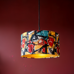 Modern Art Abstract Pendant Lamp - Handcrafted Cotton Hanging Lampshade, Designer Home Lighting - Rhaa