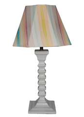 Spectra Table Lamp - Handcrafted Wooden Table Lamp with Pastel Multicolor Cotton Linen Lampshade - Rhaa
