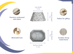 Rectangular Slate Lampshade – Grey Fabric Table Lampshade for Living Room & Bedroom - Rhaa