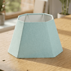 Rectangular Cut Turq Lampshade - Turquoise Cotton Linen Lampshade for Table Lamps - Rhaa -