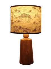 Heritage Wooden Table Lamp – Handcrafted Acacia Wood Base with Artistic Paper Shade - Rhaa