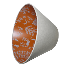 Warli Art Pendant Lamp - Handcrafted Cotton Jute Hanging Lamp with Traditional Indian Design - Rhaa -