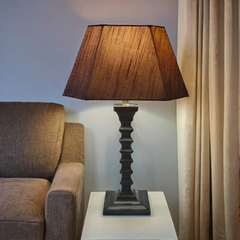 Cerise Table Lamp - Pink Textured Fabric Table Lamp with Wooden Base - Rhaa