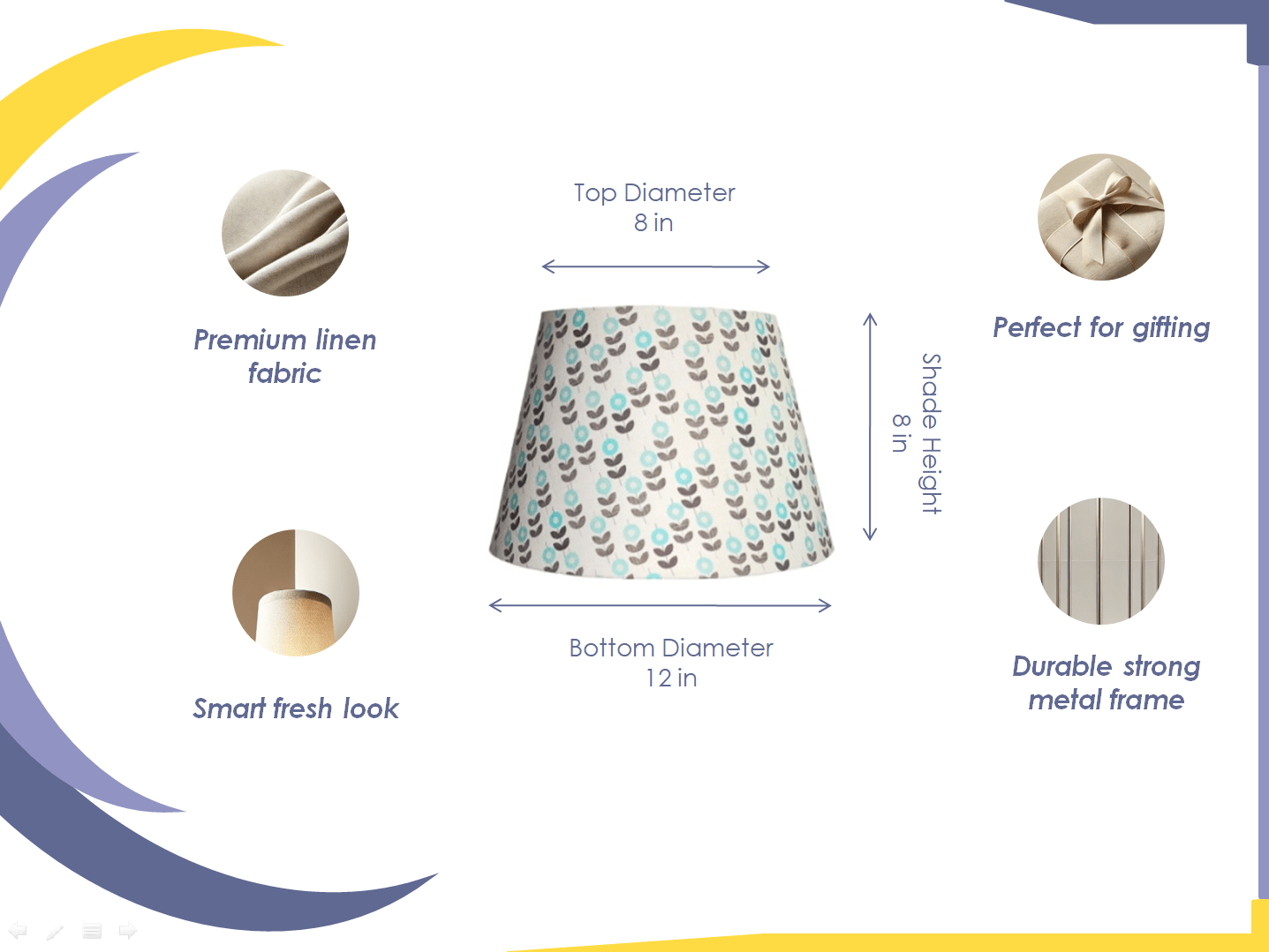Empire Beige Lampshade - Printed Fabric Lampshade for Bedside & Table Lamps - Rhaa - 