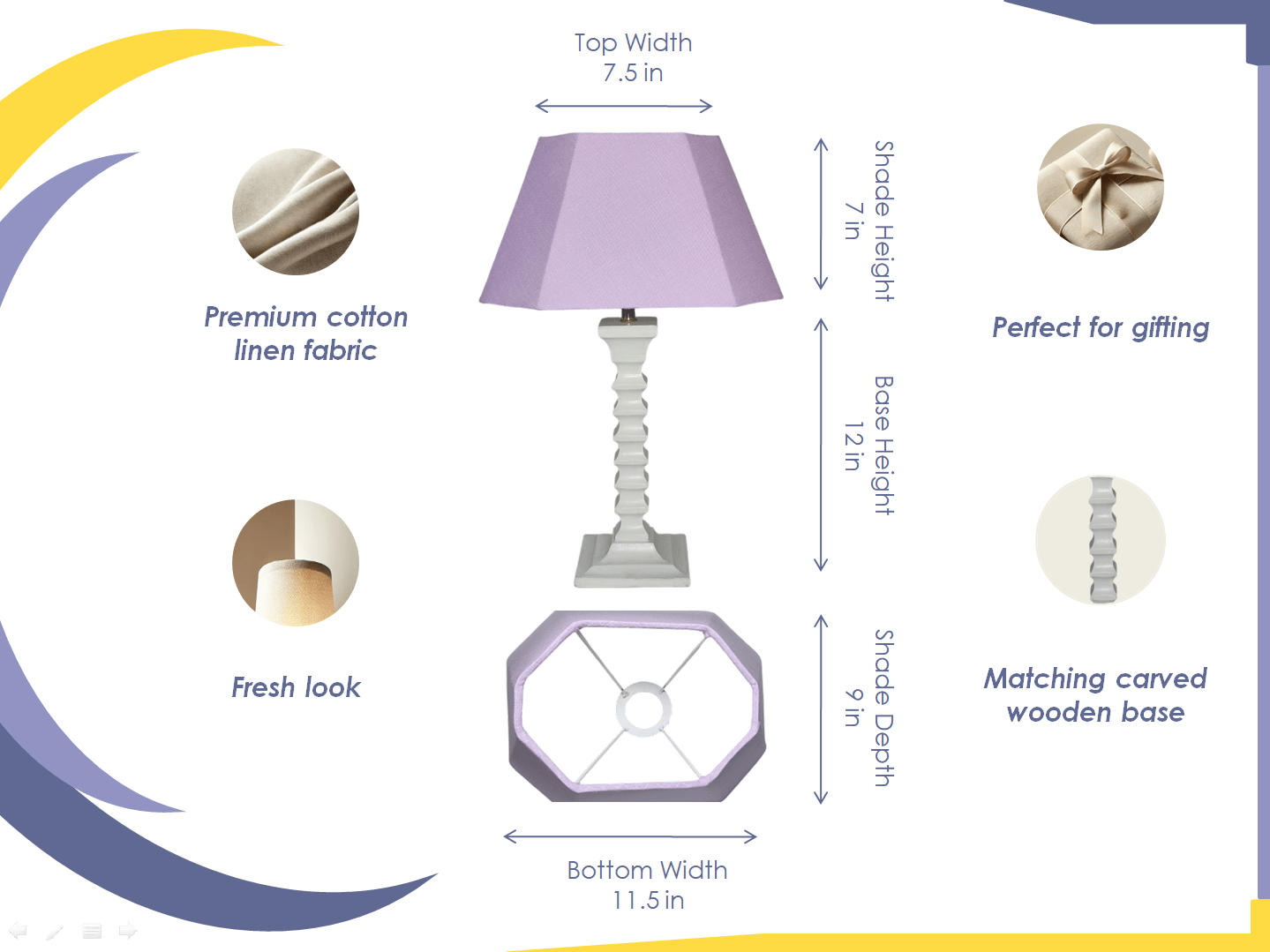 Lavy Table Lamp - Elegant Lavender Table Lamp with Wooden Base - Rhaa - 