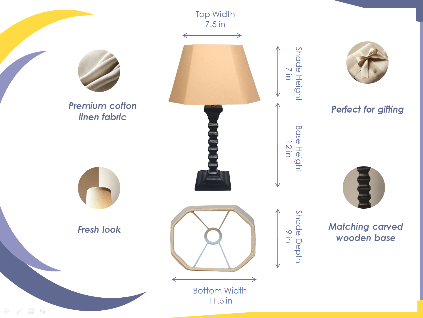 Melon Table Lamp - Handcrafted Wooden Table Lamp with Warm Cotton Linen Lampshade - Rhaa - 
