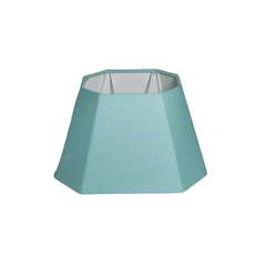 Rectangular Cut Turq Lampshade - Turquoise Cotton Linen Lampshade for Table Lamps - Rhaa - 