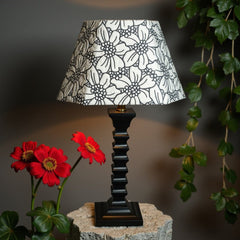 Slate Table Lamp - Handcrafted Wooden Table Lamp with Embossed Fabric Lampshade - Rhaa - 