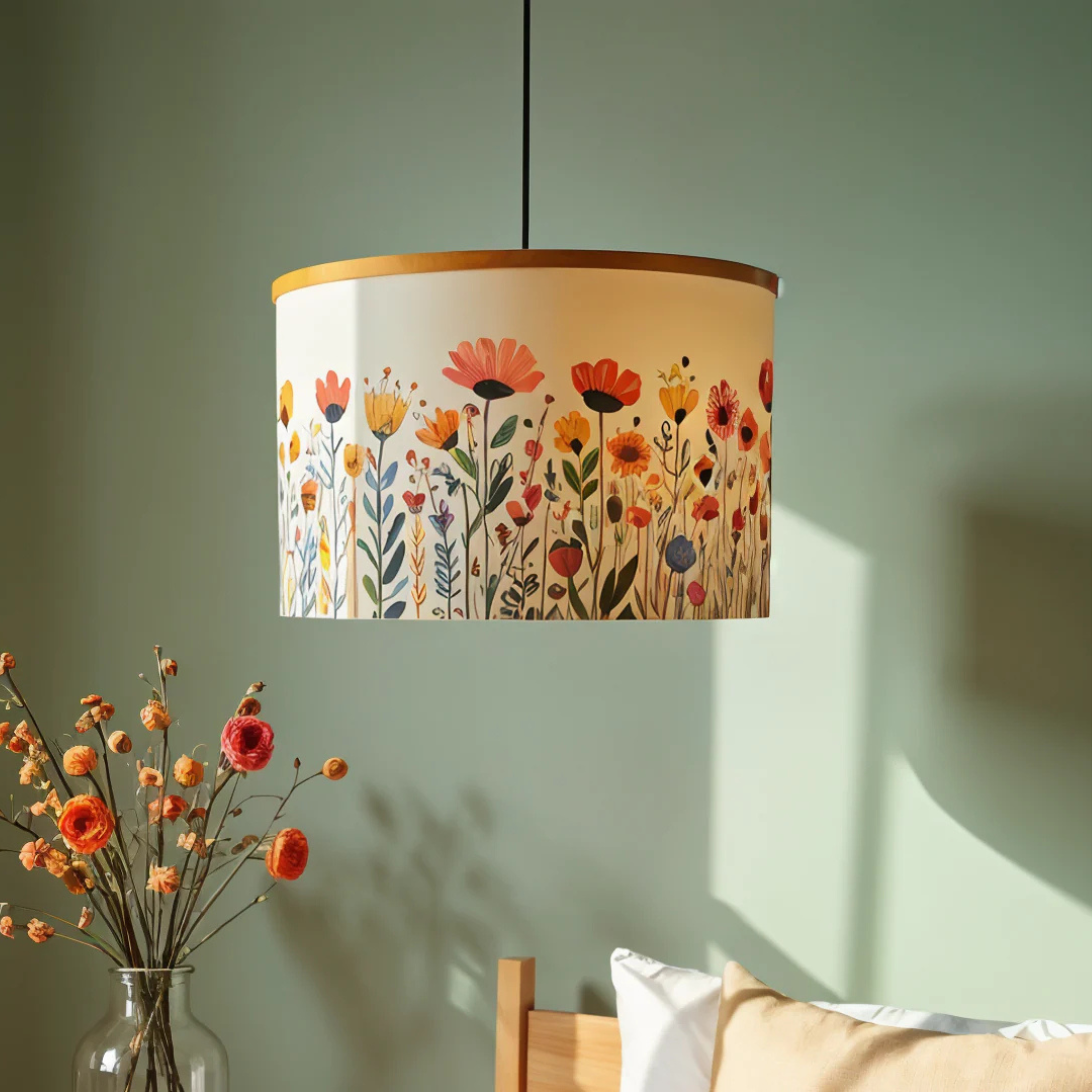 SunKiss Pendant Lamp – Floral Designer Lampshade for Warm, Joyful Spaces - Rhaa
