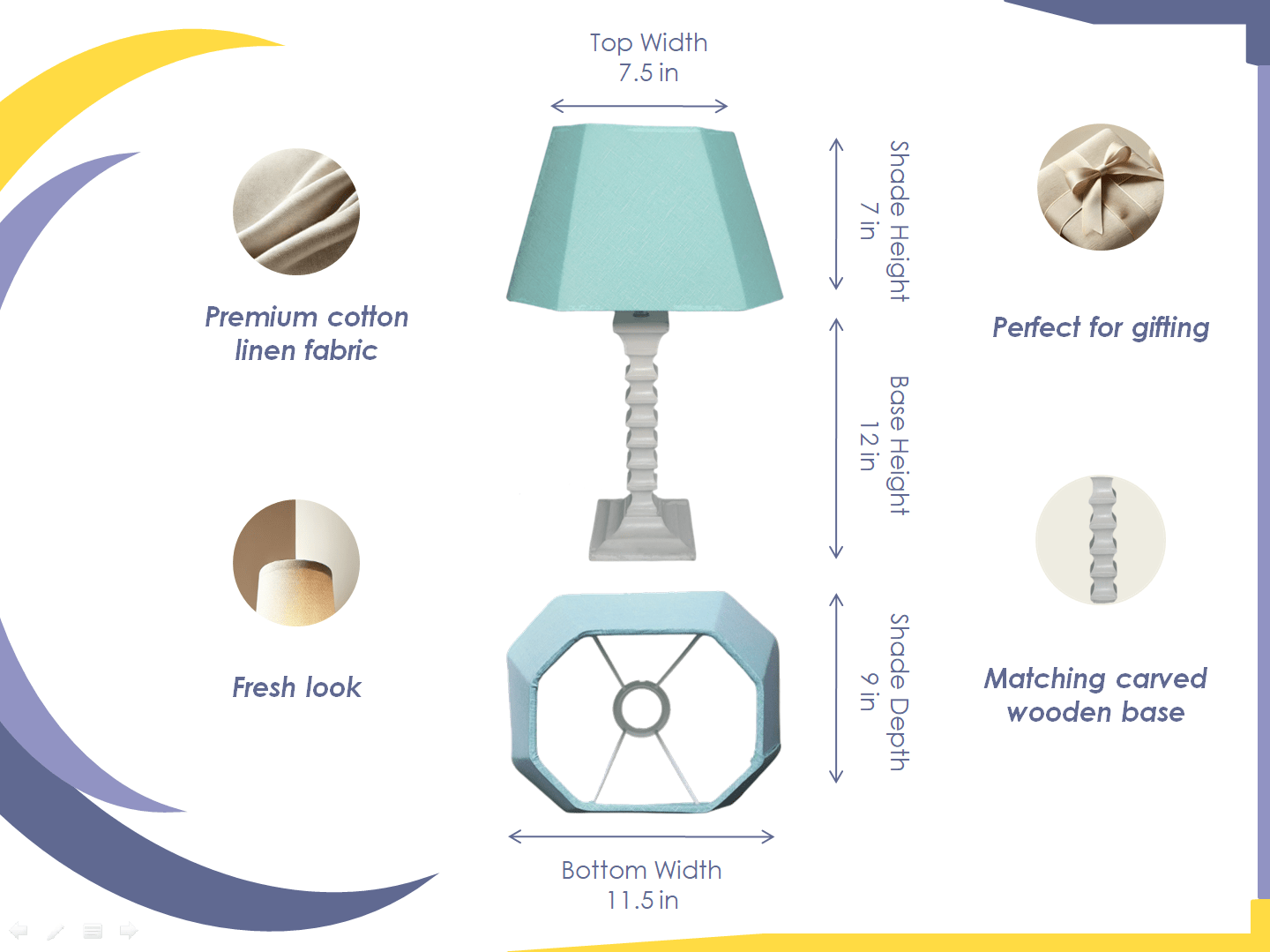 Turq Table Lamp - Handcrafted Wooden Table Lamp with Pastel Aqua Cotton Linen Lampshade - Rhaa - 