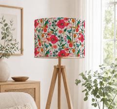 Drum Floral Lampshade - Floral Fabric Lampshade for Bedside & Table Lamps - Rhaa - 