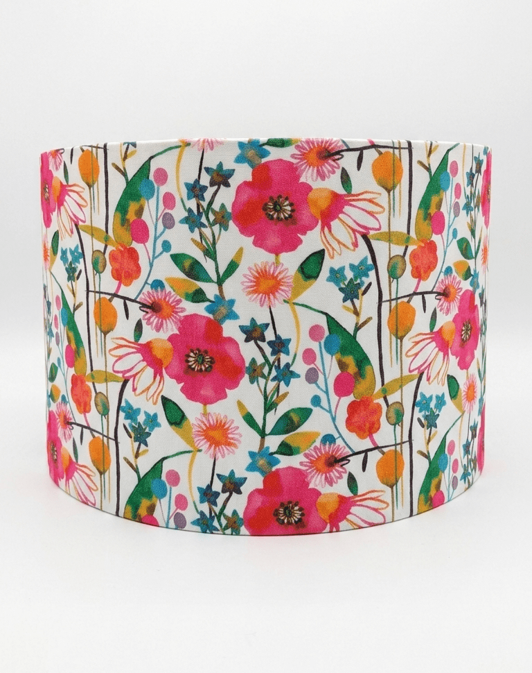 Drum Floral Lampshade - Floral Fabric Lampshade for Bedside & Table Lamps - Rhaa - 