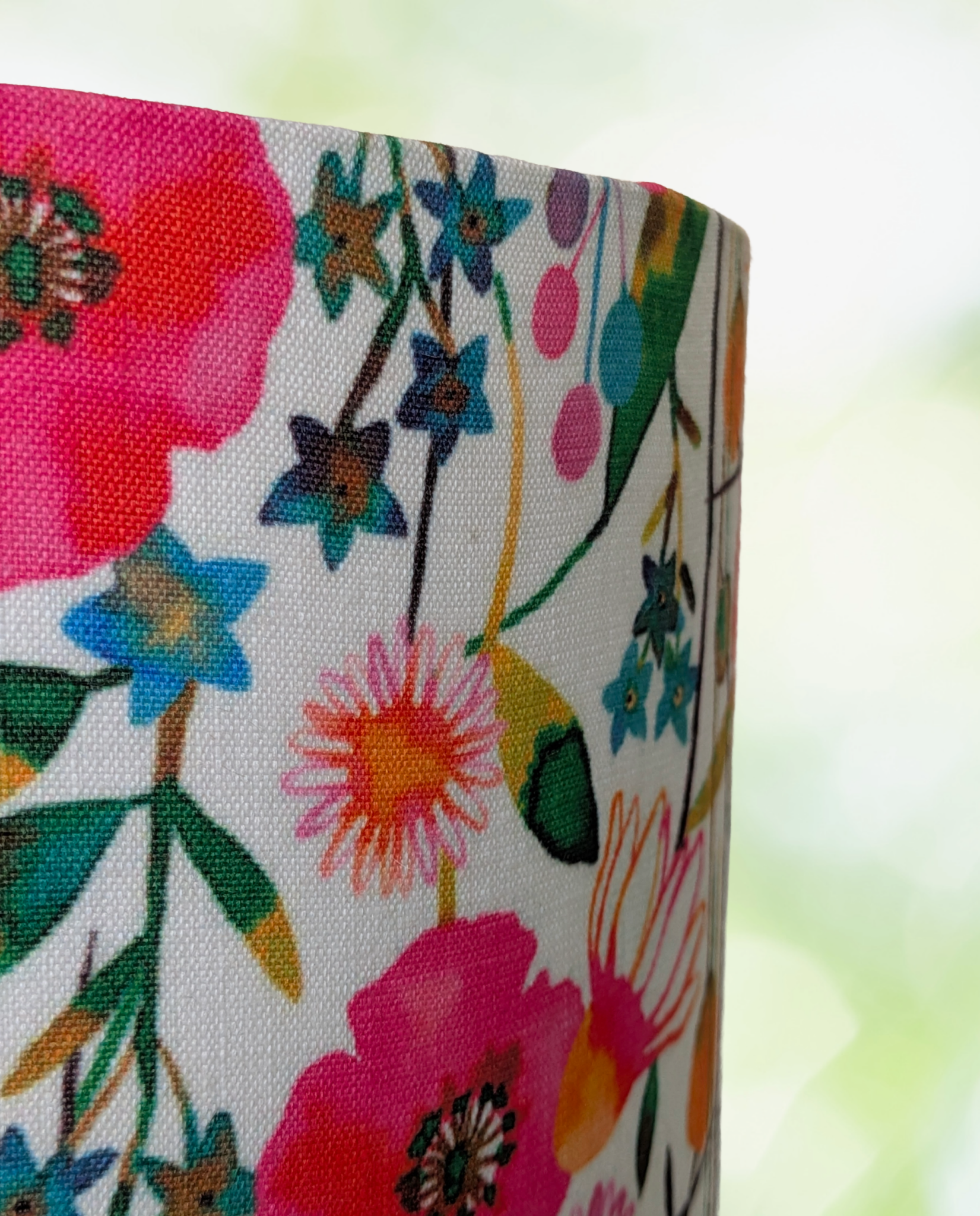 Drum Floral Lampshade - Floral Fabric Lampshade for Bedside & Table Lamps - Rhaa - 