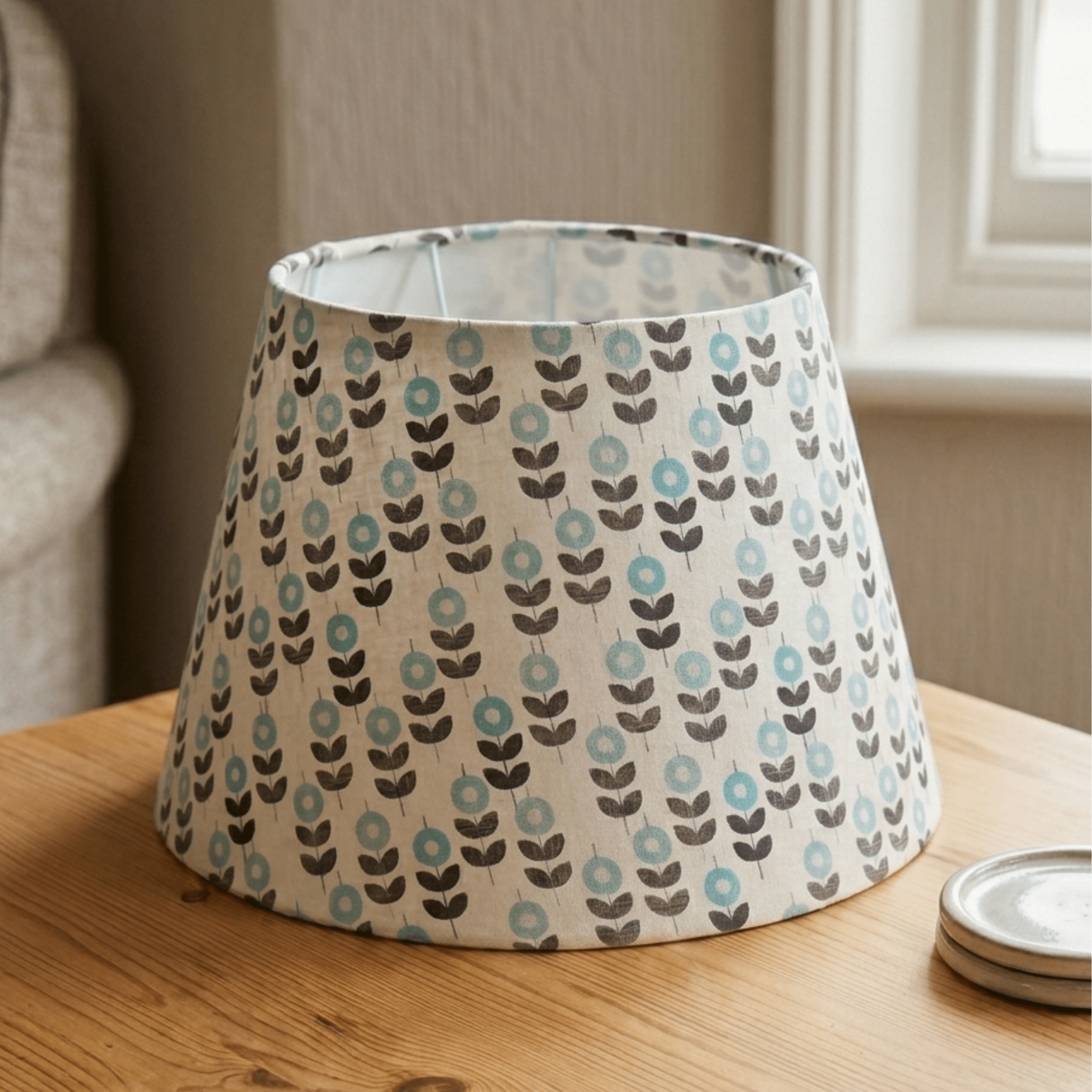 Empire Beige Lampshade - Printed Fabric Lampshade for Bedside & Table Lamps - Rhaa - 