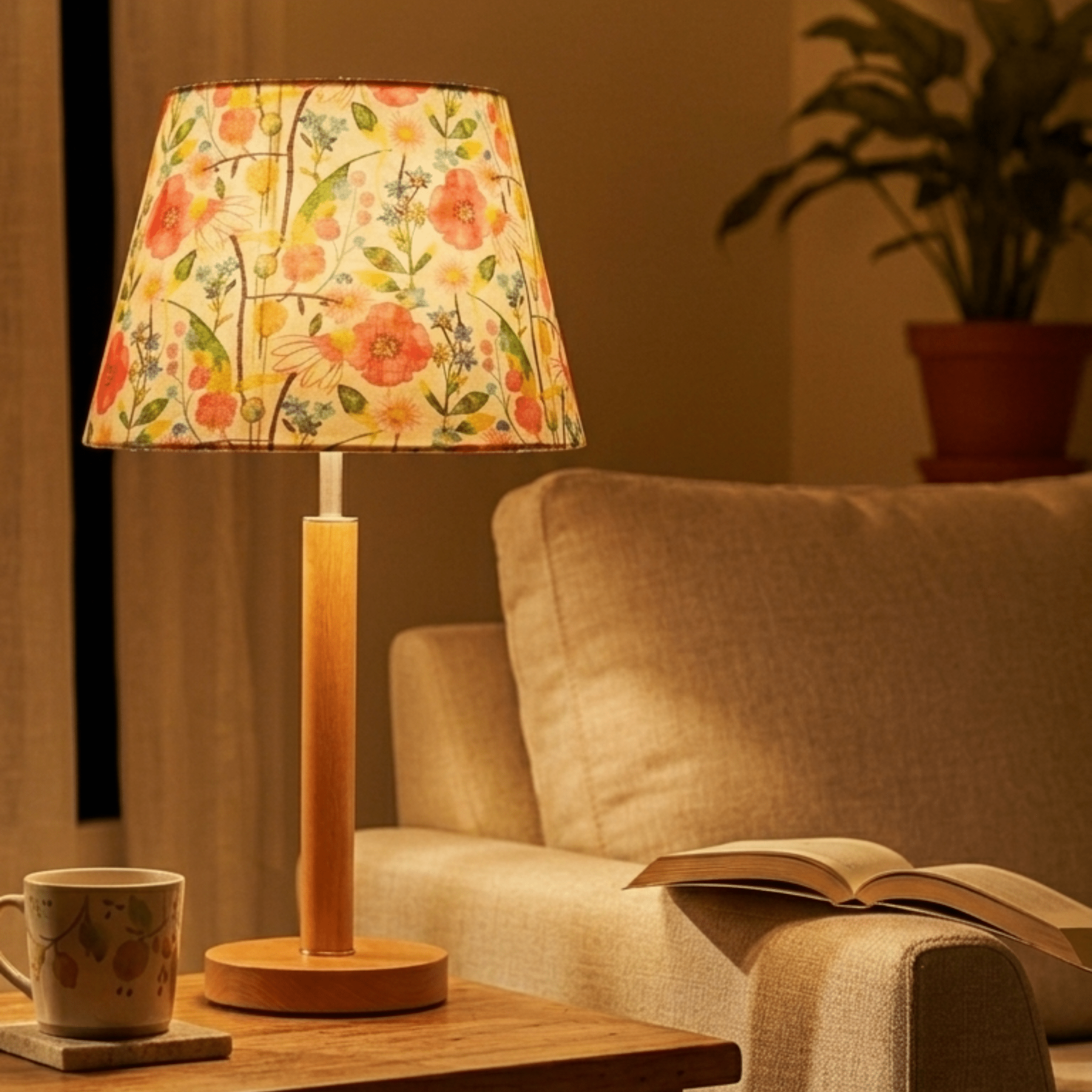 Empire Bloom Lampshade - Floral Fabric Lampshade for Bedside & Table Lamps - Rhaa - 