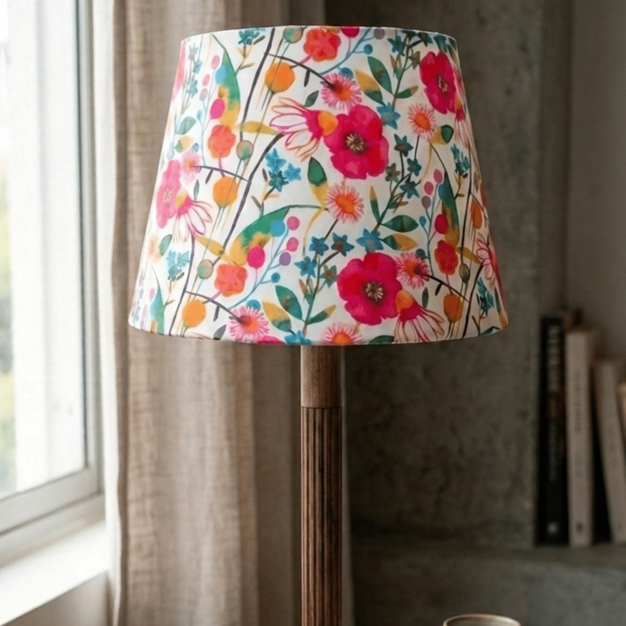 Empire Bloom Lampshade - Floral Fabric Lampshade for Bedside & Table Lamps - Rhaa - 