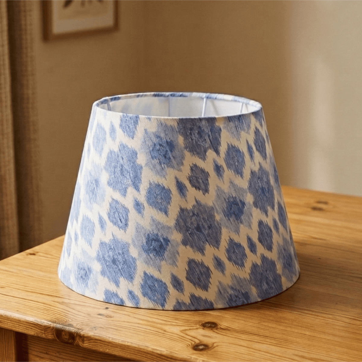 Empire Santorini Lampshade - Handcrafted Cotton Linen Blue Ikat Table Lampshade - Rhaa - 