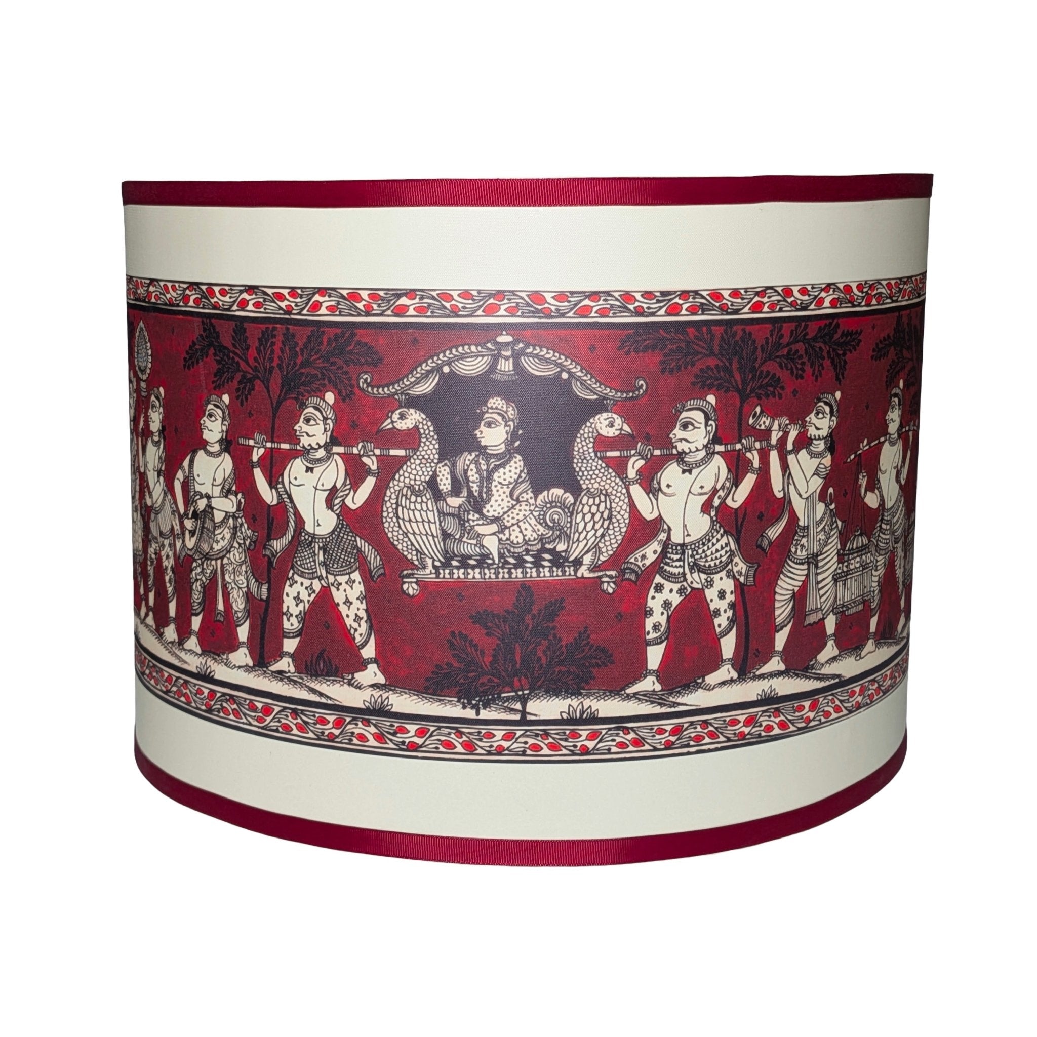 Exclusive Pattachitra Art Drum Lampshade for Floor Lamp - Unique Commissioned Royal Palanquin Design - Rhaa - Lampshade