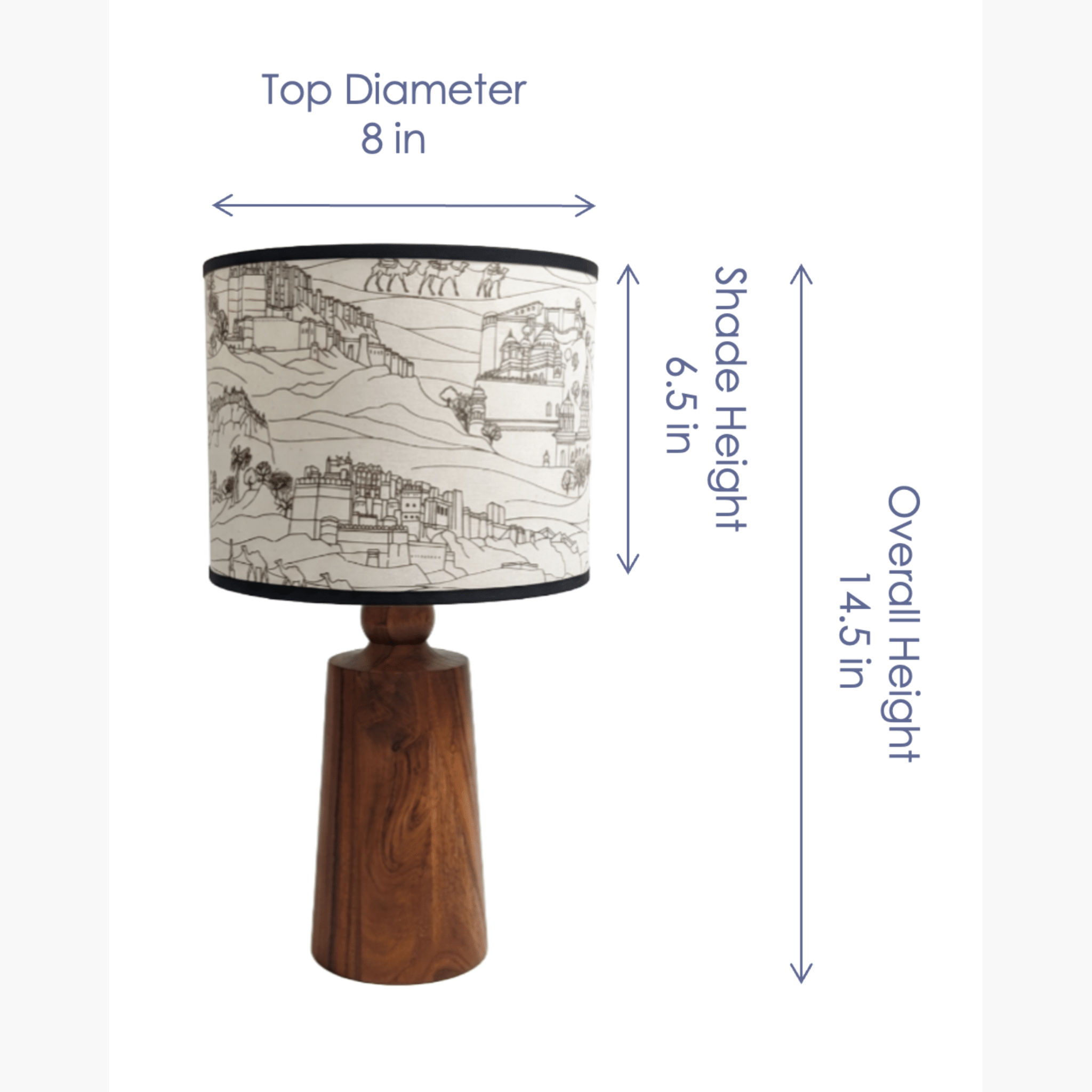 Heritage Wooden Table Lamp – Handcrafted Acacia Wood Base with Artistic Paper Shade - Rhaa - 