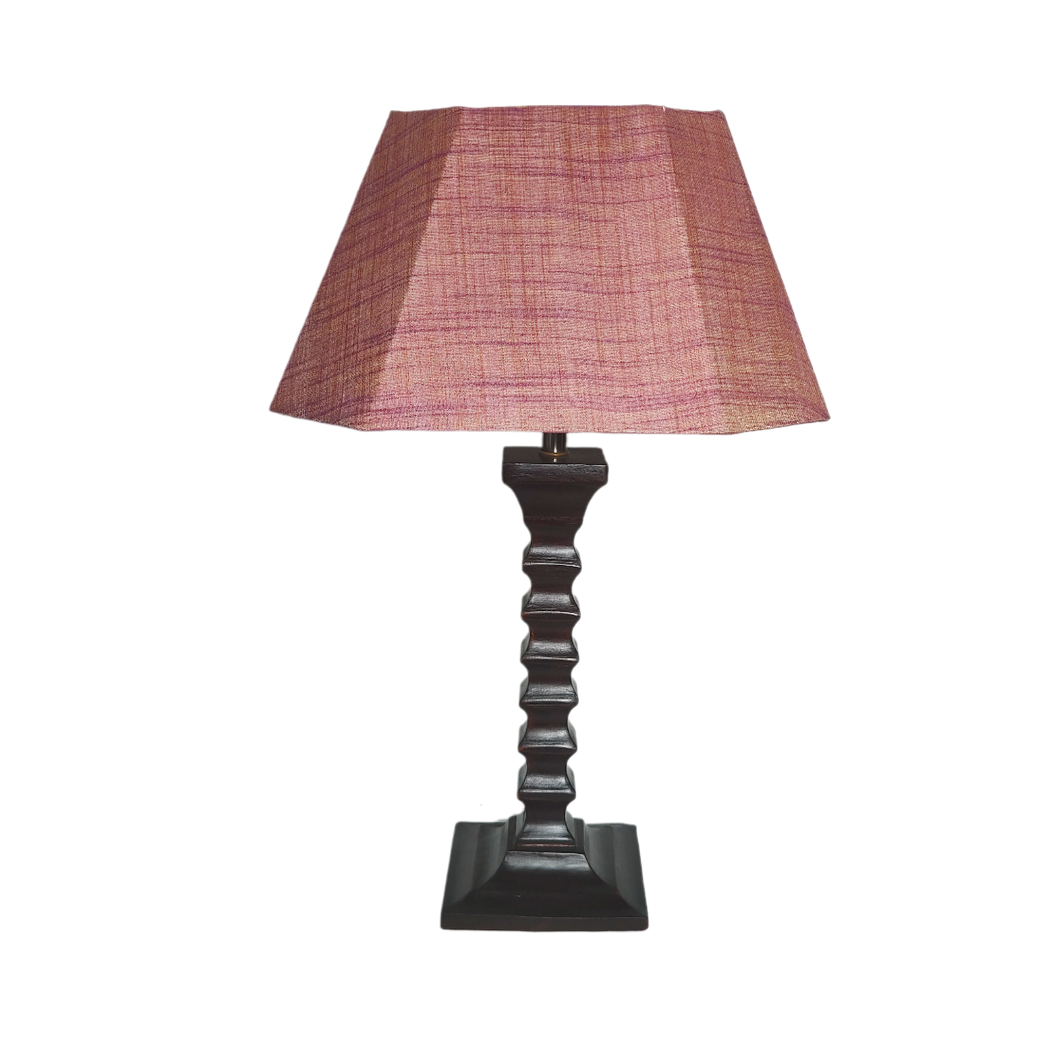Cerise Table Lamp - Pink Textured Fabric Table Lamp with Wooden Base - Rhaa