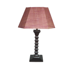Cerise Table Lamp - Pink Textured Fabric Table Lamp with Wooden Base - Rhaa