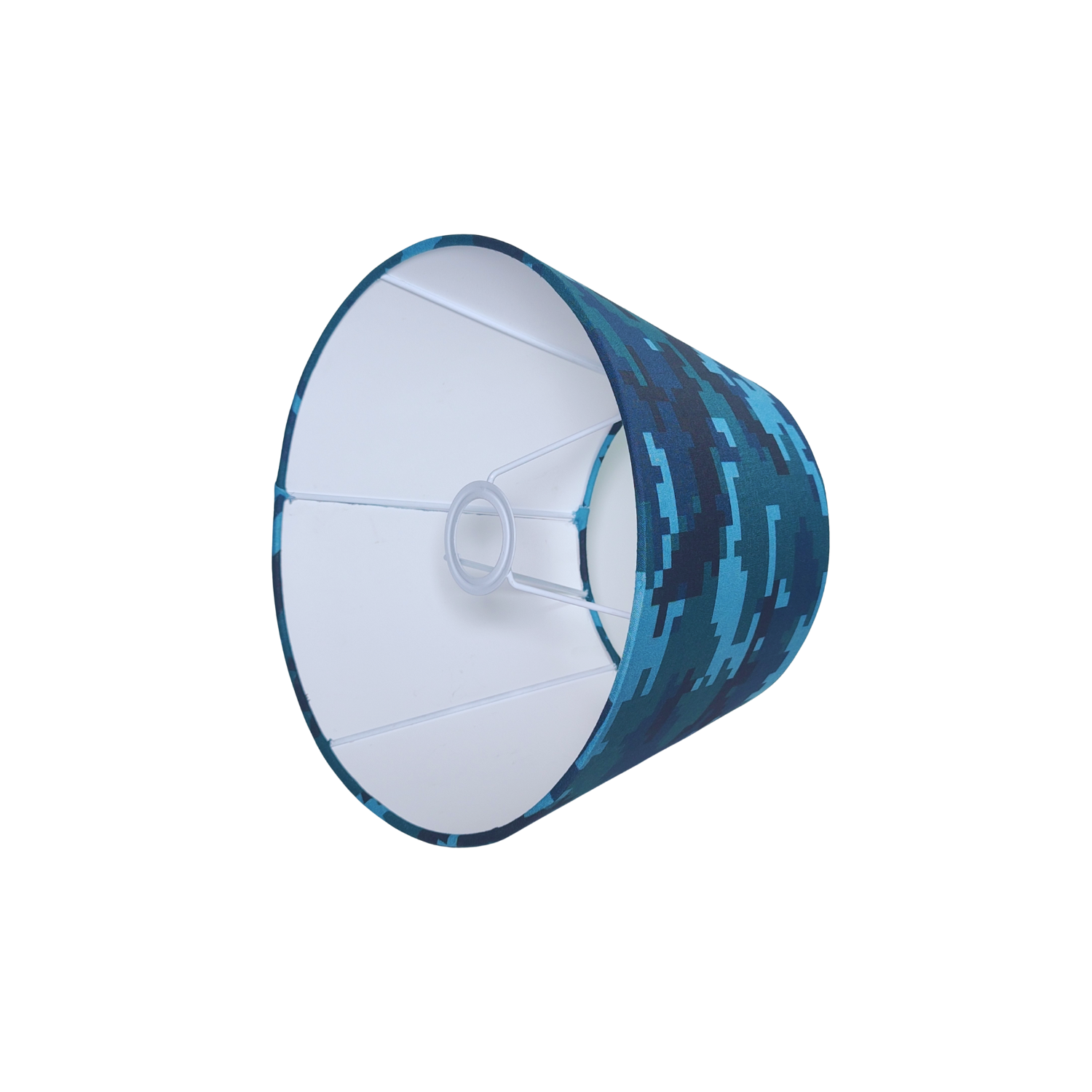 Empire Pixie Lampshade - Blue Pixel Pattern Fabric Lampshade for Table & Bedside Lamps - Rhaa