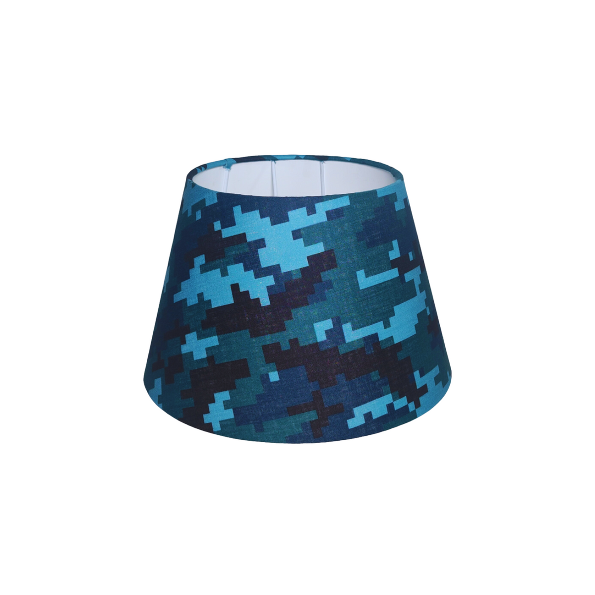 Empire Pixie Lampshade - Blue Pixel Pattern Fabric Lampshade for Table & Bedside Lamps - Rhaa