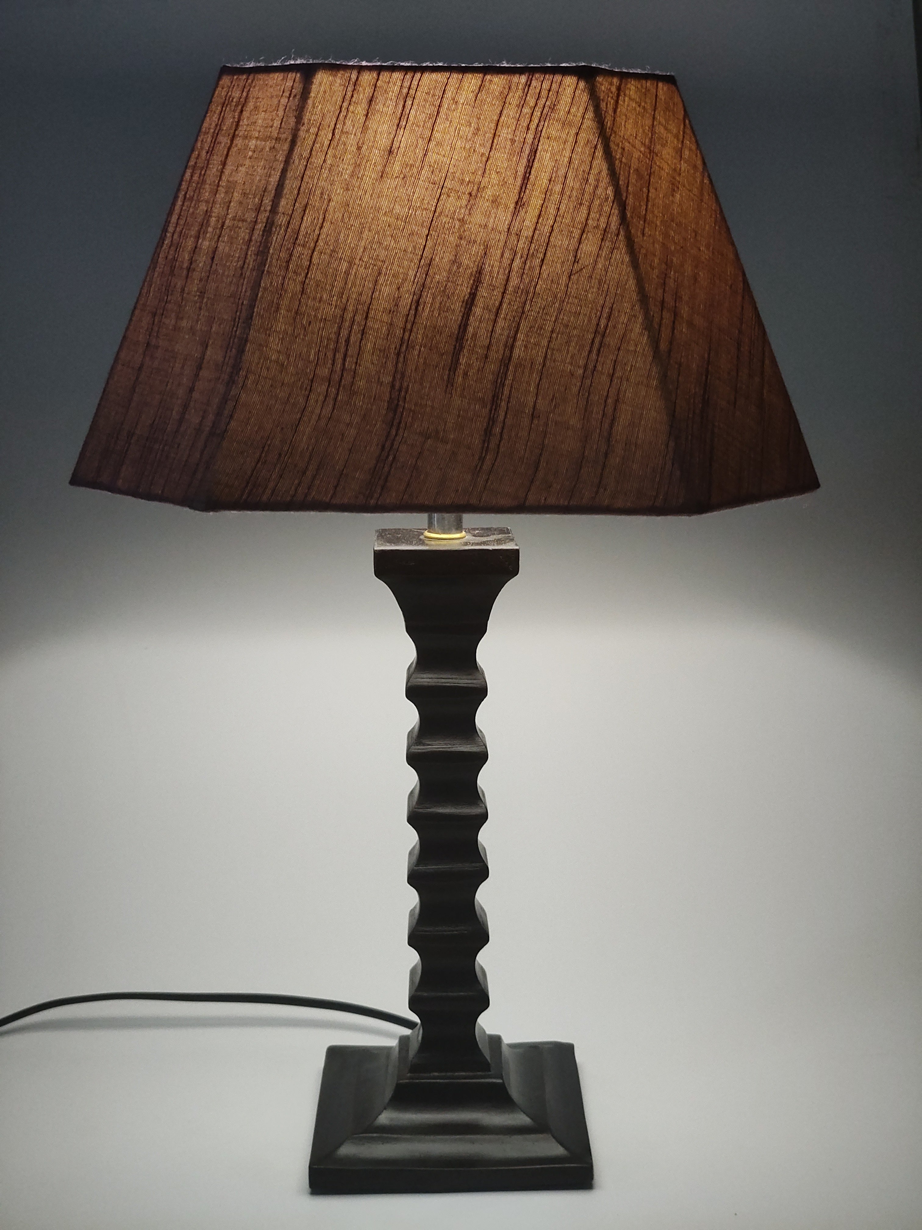 Cerise Table Lamp - Pink Textured Fabric Table Lamp with Wooden Base - Rhaa