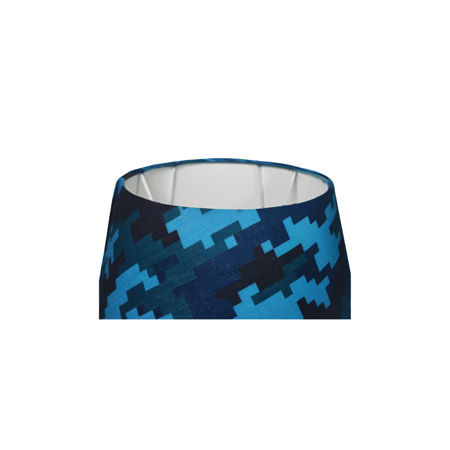 Empire Pixie Lampshade - Blue Pixel Pattern Fabric Lampshade for Table & Bedside Lamps - Rhaa