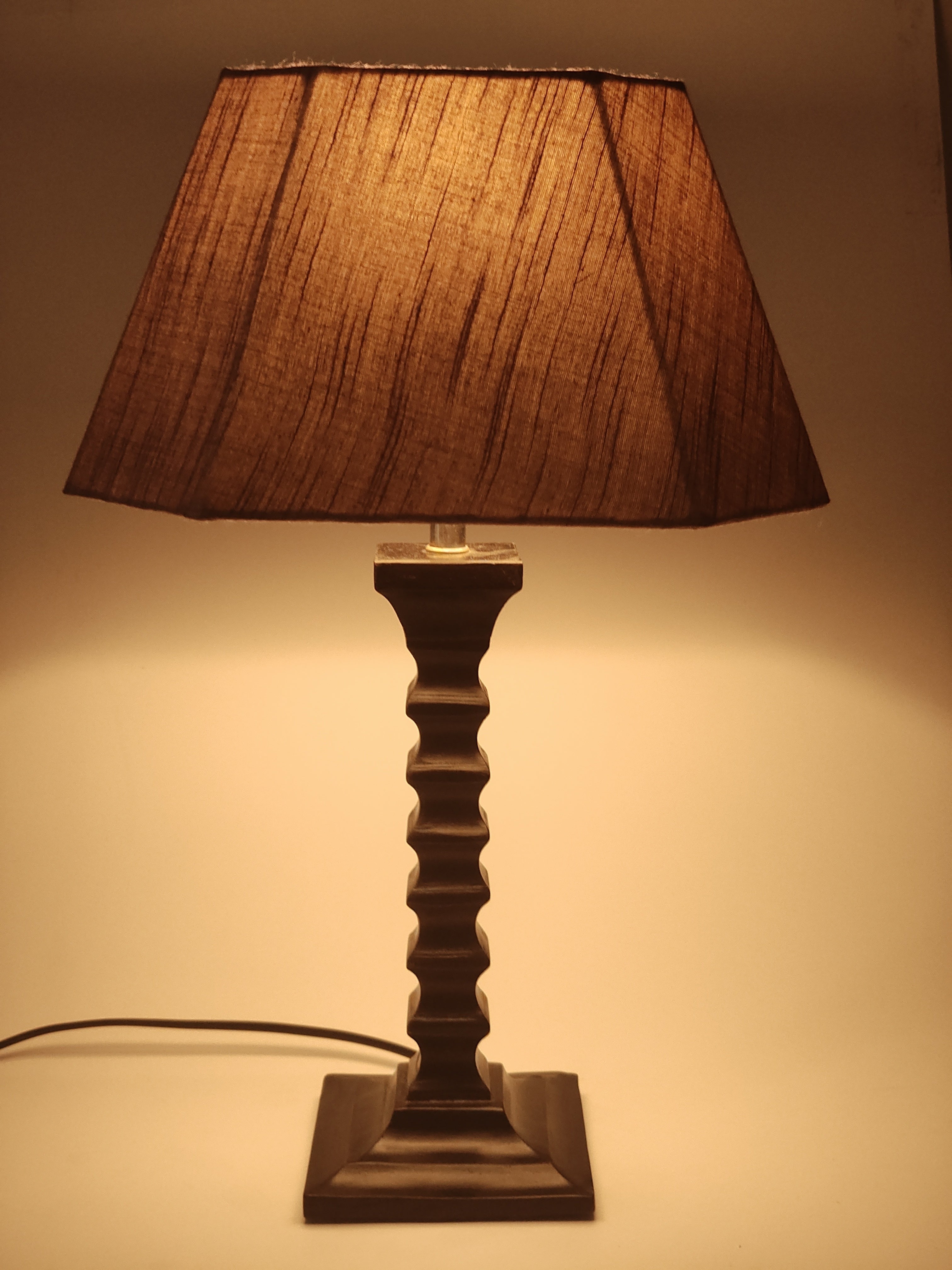 Cerise Table Lamp - Pink Textured Fabric Table Lamp with Wooden Base - Rhaa