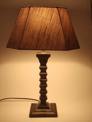 Cerise Table Lamp - Pink Textured Fabric Table Lamp with Wooden Base - Rhaa