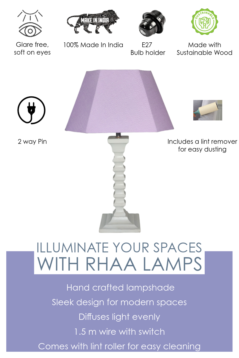 Lavy Table Lamp - Elegant Lavender Table Lamp with Wooden Base - Rhaa
