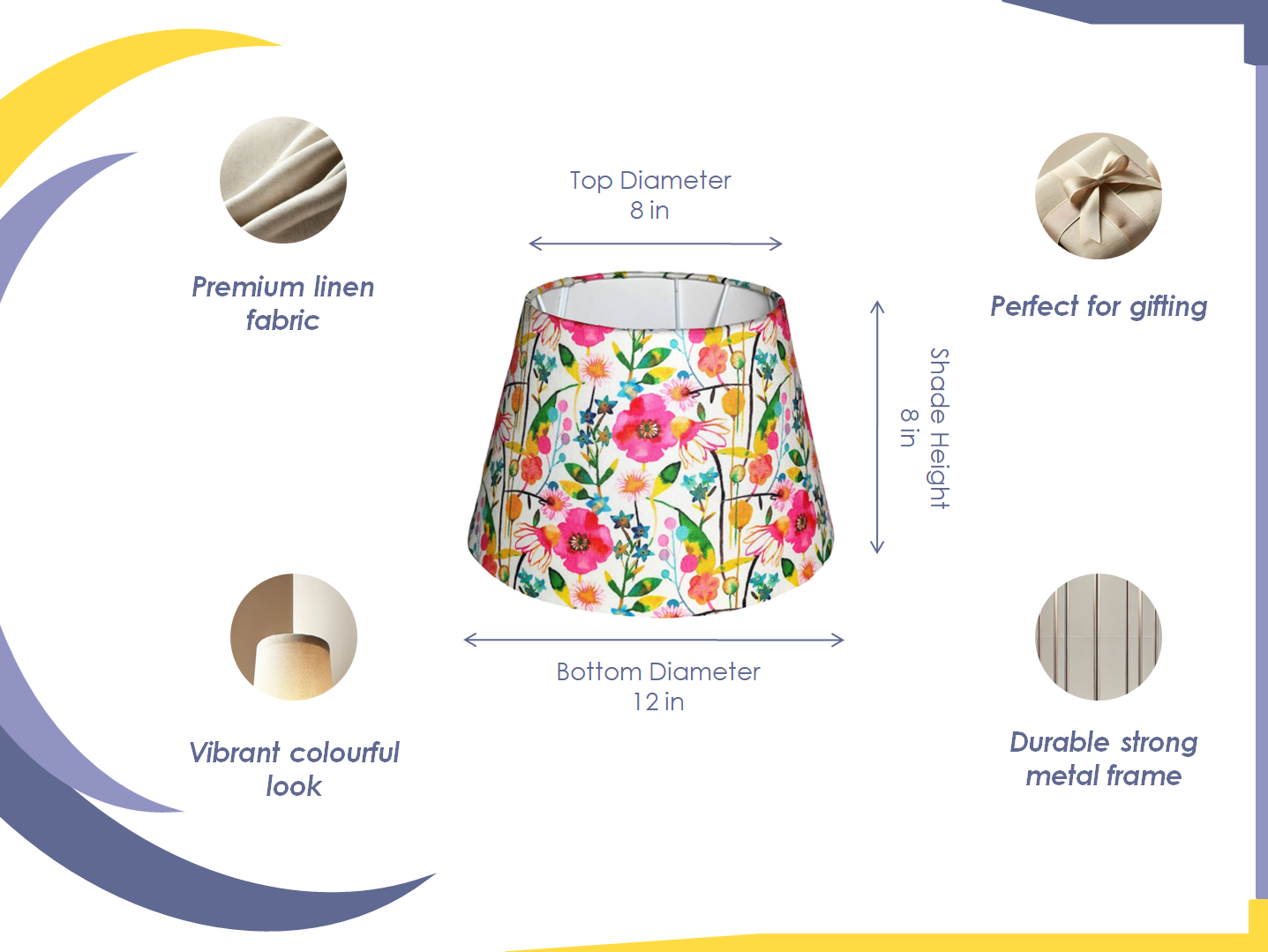 Empire Bloom Lampshade - Floral Fabric Lampshade for Bedside & Table Lamps - Rhaa