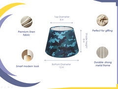 Empire Pixie Lampshade - Blue Pixel Pattern Fabric Lampshade for Table & Bedside Lamps - Rhaa