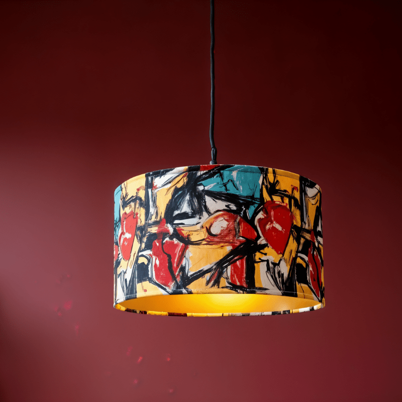 Modern Art Abstract Pendant Lamp - Handcrafted Cotton Hanging Lampshade, Designer Home Lighting - Rhaa - 