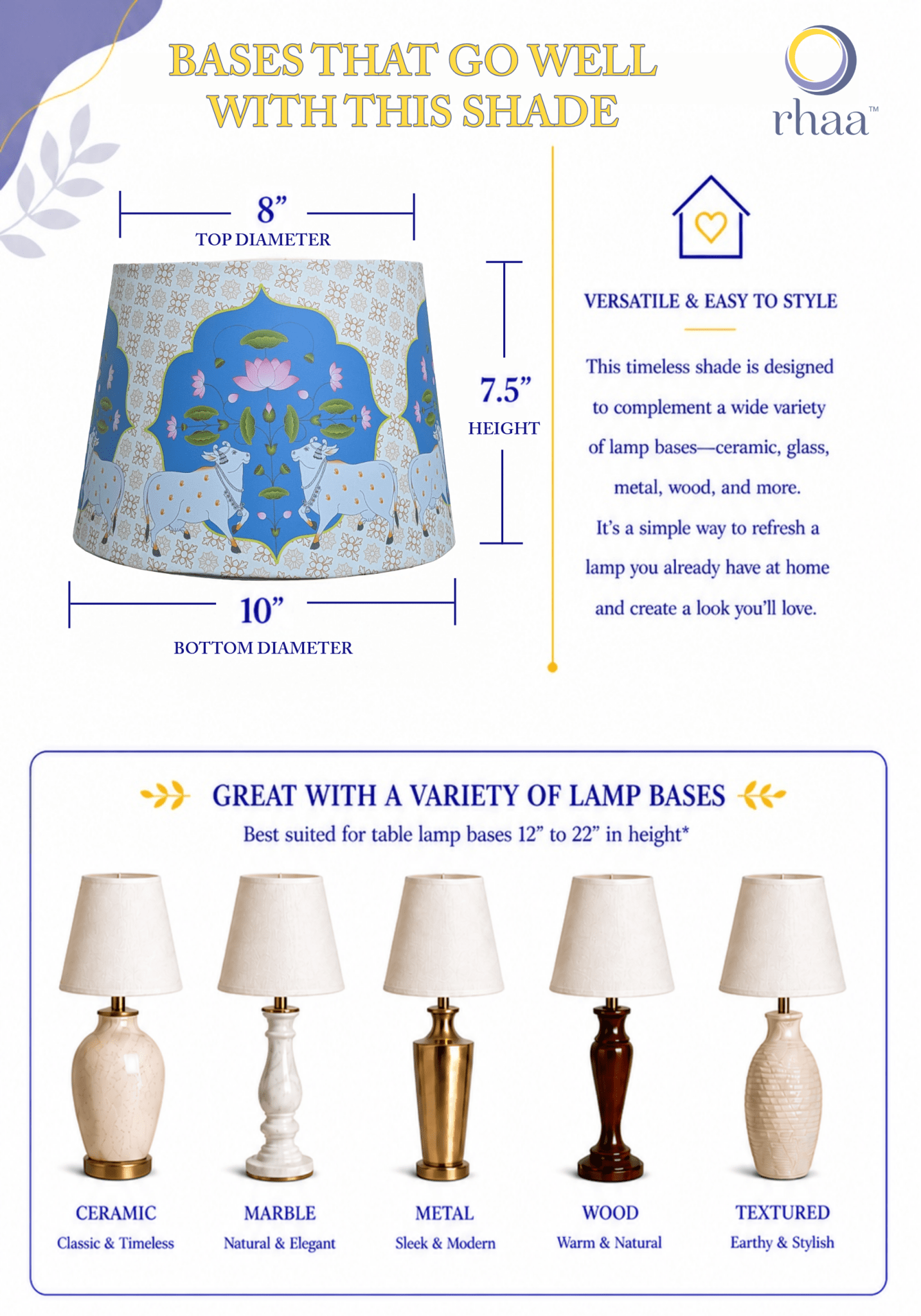 Pichwai Art Conical Lampshade for Table Lamps - Rhaa - Lampshade