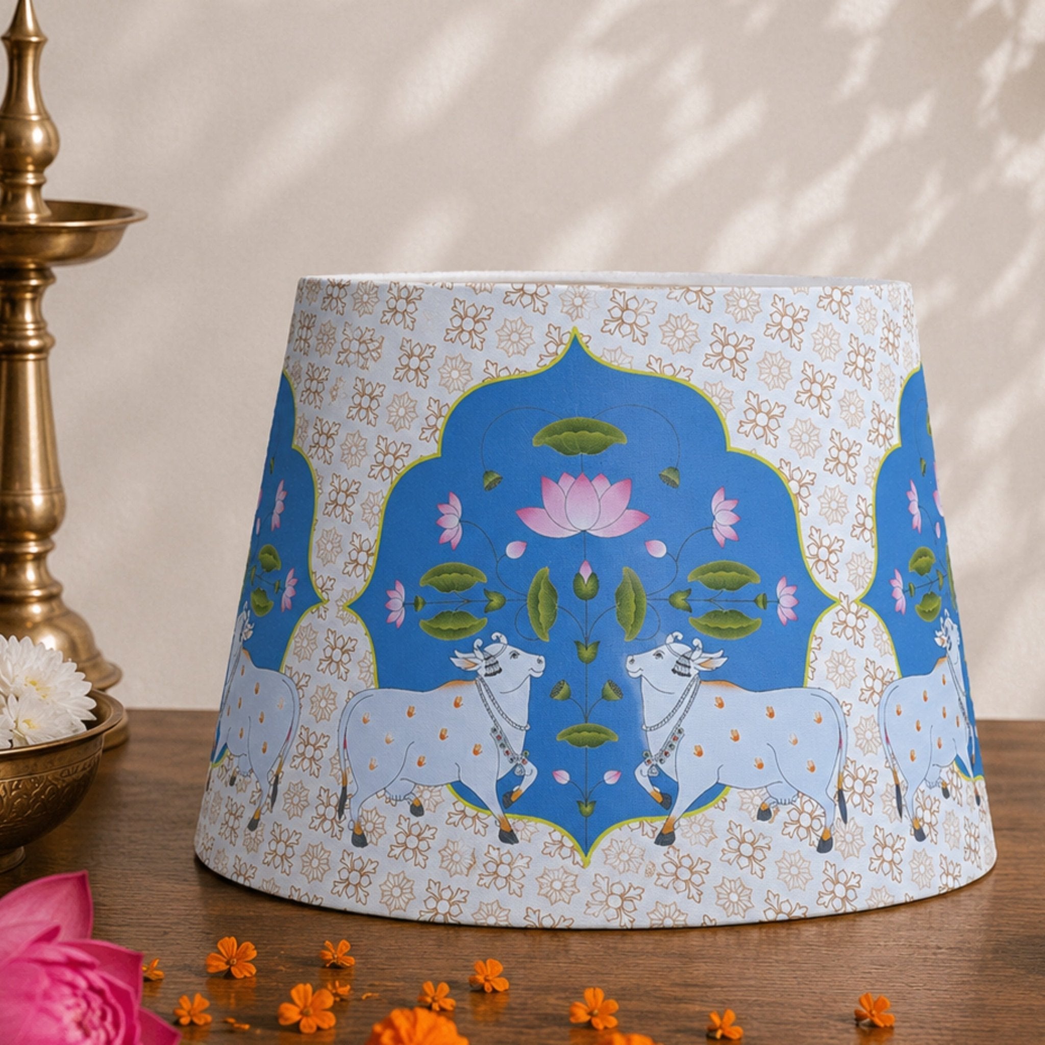 Pichwai Art Conical Lampshade for Table Lamps - Rhaa - Lampshade