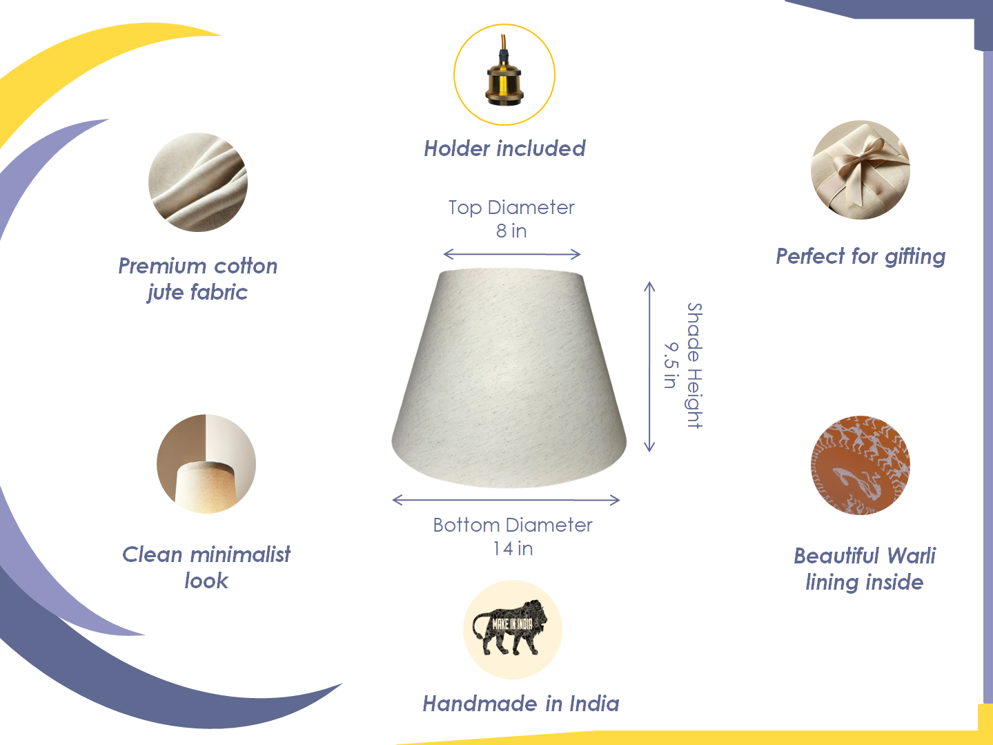 Warli Art Pendant Lamp - Handcrafted Cotton Jute Hanging Lamp with Traditional Indian Design - Rhaa