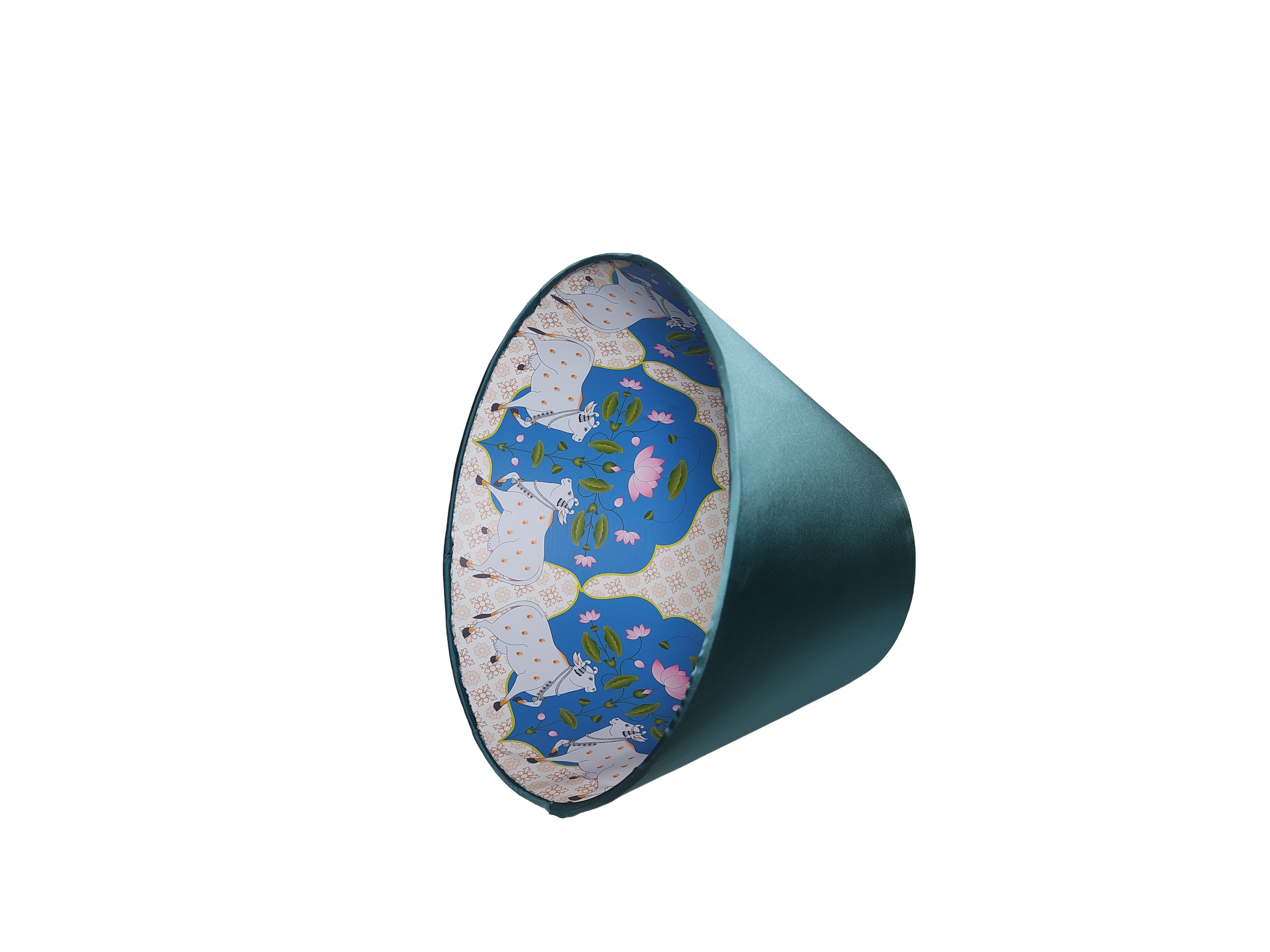 Pichwai Pendant Lamp - Handcrafted Satin Hanging Lamp with Traditional Indian Artwork - Rhaa