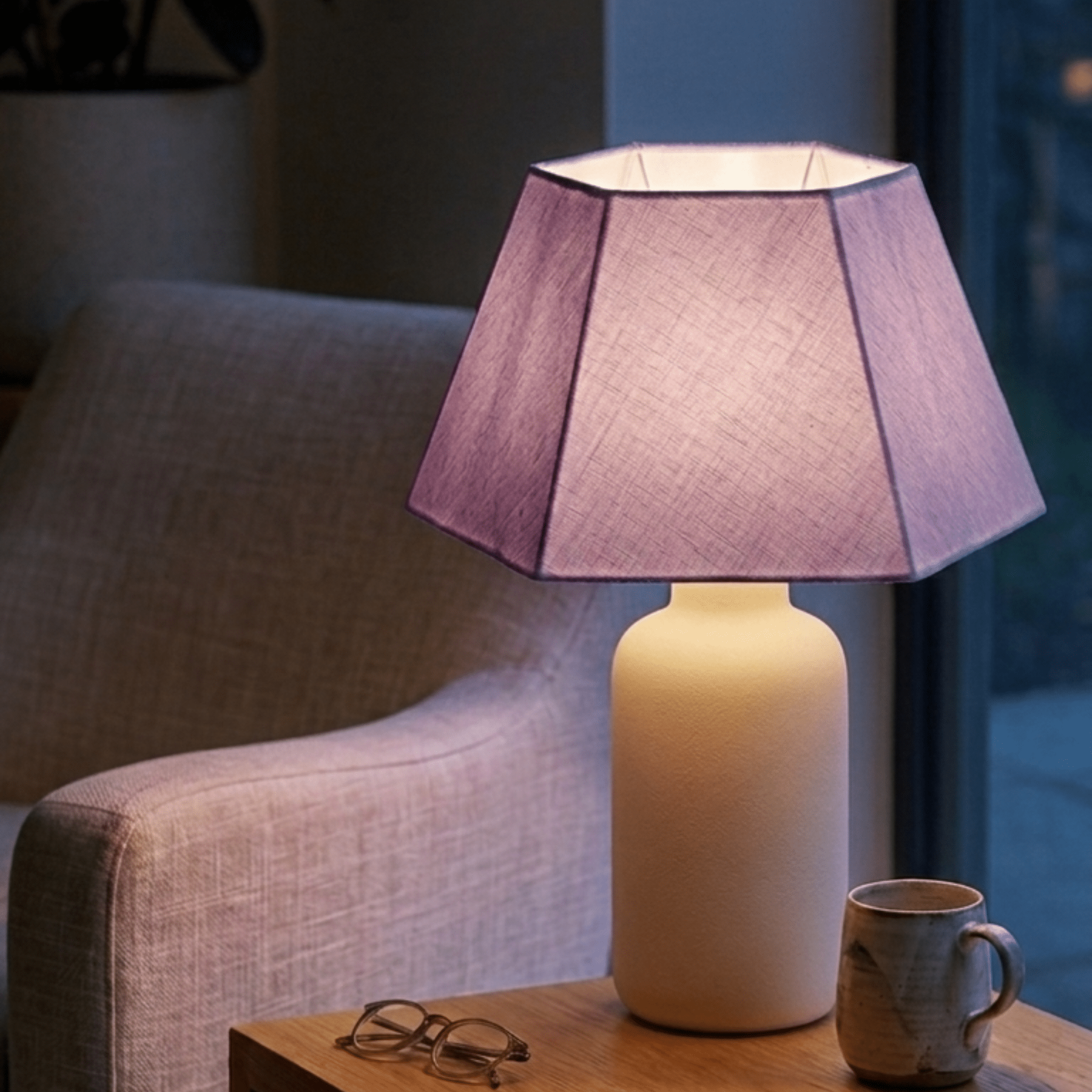 Rectangular Cut Lavy Lampshade - Lavender Cotton Linen Lampshade for Table Lamps - Rhaa - 